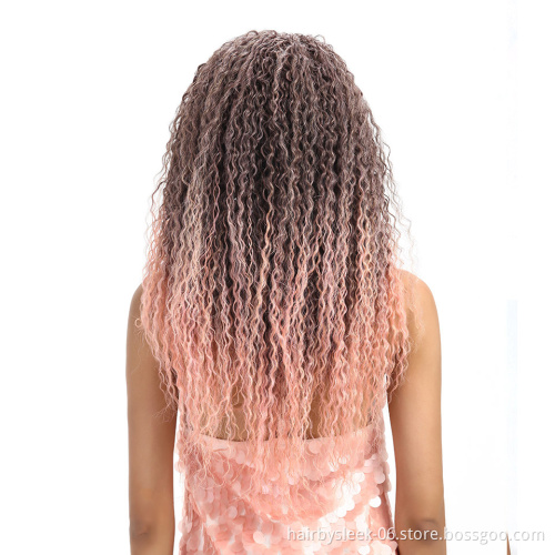 Rebecca Fashion 26 inches Kinky Curly Wigs Synthetic Ombre Lace Wig High Resistant Fiber Synthetic hair  Wigs For Black Women